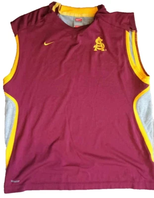 Nike Arizona State Sun Devils Sleeveless T-Shirt Mens Maroon Gray Gold Large - Image 1 of 4