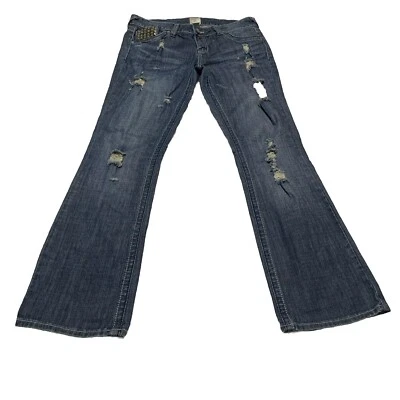 Pantalones de mezclilla para mujer Arden B talla 10 azul lavado medio desgastados acampanados corte bota Foto 1 de 4