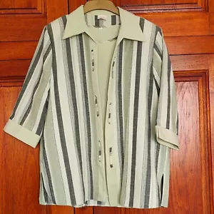 Euro neu Mode collection size L pale green striped jacket and sleeveless top - Picture 1 of 14