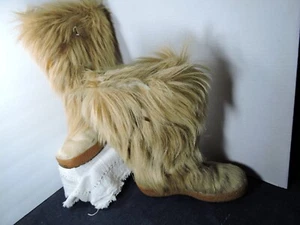 Pajar made In Italy Goat fur boots womens size 7  Blonde color beautiful - Picture 1 of 15