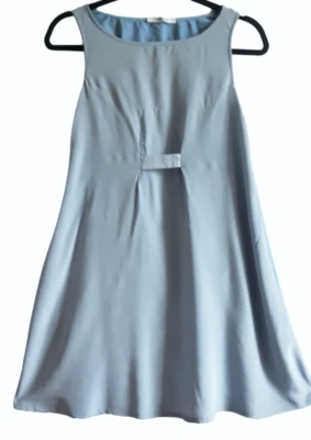 Kangra Design Sleeveless Blue  Dress Silk Front/Cotton Jersey Decor 13-15 yrs? - Image 1 of 4
