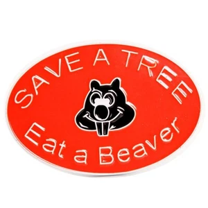 Save A Tree Belt Buckle Eat a Beaver (SAT-01) - Picture 1 of 2