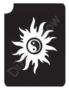 Plantilla de tatuaje de maquillaje brillante arte corporal Ying Yang Sun 1009 2,75"" x 3,75"" - paquete de 5 - Imagen 1 de 1