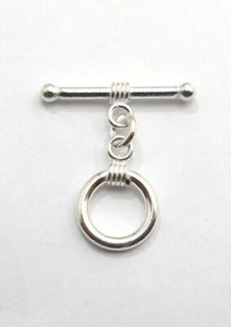10 Set 12X24mm Bali Toggle Clasp Hook clasp Sterling Silver Plated mo-249 - Picture 1 of 3
