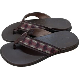 Chaco flip flops sandal shoes tartan plaid brown mens marshall 9 - Picture 1 of 6