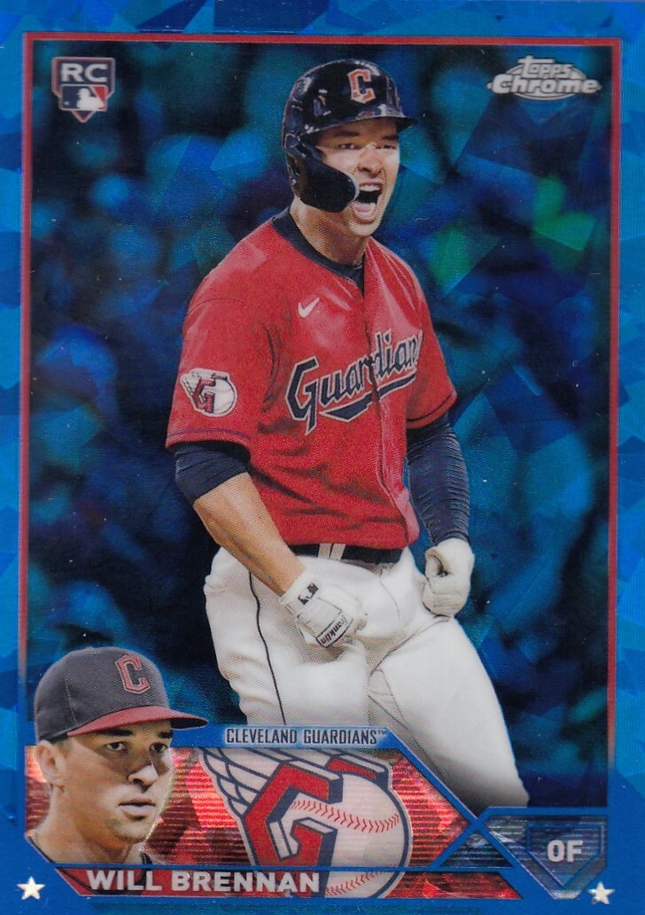 WILL BRENNAN TOPPS CHROME BLUE SAPPHIRE ROOKIE CARD RC GUARDIANS #453 2023 23