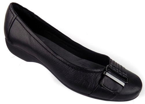 Ballerine Clarks pieghevoli da donna taglia 7 5 M scarpe comode in pelle nera