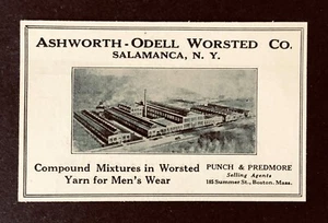 Ashworth Ordell 1923 Worsted Advertisement Factory Salamanca NY impresión antigua AD - Imagen 1 de 2