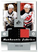 2010-11 SP GAME USED AUTHENTIC FABRICS SIDNEY CROSBY ZACH PARISE AUTO DUAL