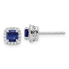 0.91 Ct Lab Grown Diamond and Sapphire Earrings 14K White Gold VS/SI, GH