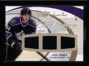 LAURI TUKONEN 2007/08 UD SWEET SPOT #129 ROOKIE TRIPLE JERSEY #170/599 AZ6510