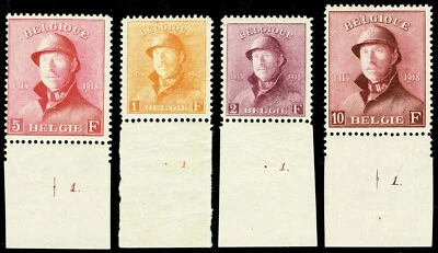 [st4067] BELGIUM 1919 COB#175/8 MNH "Albert Ist helmeted king" cv:€4,700 - Image 1 of 2