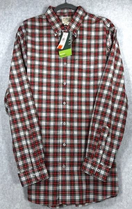 LL Bean Anzughemd kariert grau rot Knopfleiste 100 % Baumwolle Herren LG/Hoch NEU mit Etikett - Bild 1 von 16