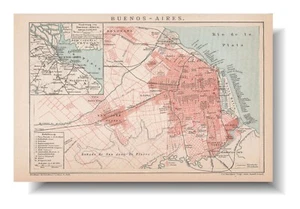 BUENOS AIRES Original Antique city plan  1896 ARGENTINA - Picture 1 of 9