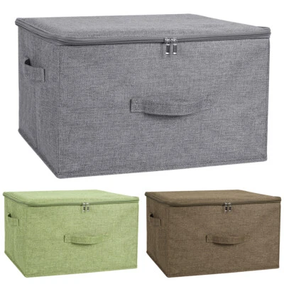 Foldable Storage Bin Cube Boxes with Zipper Lids Linen Fabric Container Basket - Image 1 of 4