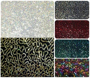 3mm Mini Holographic Sequins Swirl Pattern on Stretch Polyester Spandex Fabric - Picture 1 of 17