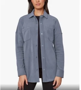 Mondetta Damen kuschelige Fleece Druckknopfleiste Shirt Jacke blau Größe Medium Neu mit Etikett - Bild 1 von 9