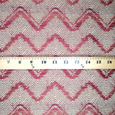 Chevron Woven Jacquard Upholstery Fabric Red-Orange/Beige 51"Wx1.7Y Rustic/Heavy - Image 1 of 4