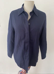 Harve Benard 100% Linen Jacket Size 10 Navy Blue - Picture 1 of 8