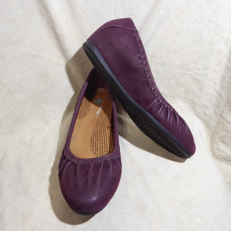 🩰 BareTraps Posture+ Hidden Heel Ballet Pumps sz 8.5 M Eggplant Purple Suede - Image 1 of 4