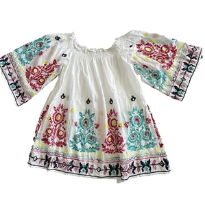 Feratelli Blouse Womens S Y2K Embroidered Boho Peasant Off Shoulder Artsy Top - Picture 1 of 7