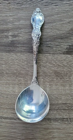 Floral International Sterling Silver Cream / Round Soup Spoon 6" Cover