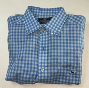 Camicia Tucker Vineyard Vines slim fit taglia grande blu e bianca a quadri/a scacchi - Foto 1 di 5