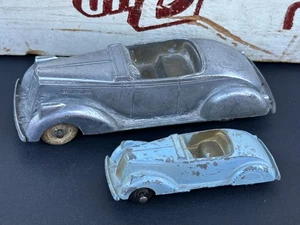 (2) Vintage 1940s Erie Parker Packard Convertible Roadster Car Pair 6" & 3 1/2" - Picture 1 of 12