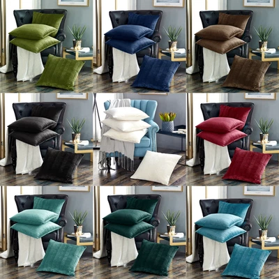 HOME SOFT THINGS 4x Pleated Velvet Pillow Covers Striped Decorative Throw Cushion Case for Couch