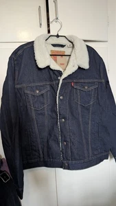 Levi's Strauss Men's Sherpa Lined Cotton Denim Jean Trucker Jacket 163650115 - Picture 1 of 9
