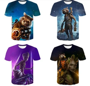 Guardians of the Galaxy Casual Short Sleeve Boys Girl T-shirt Tee Kids Raccoony - Picture 1 of 7