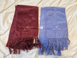 Lote de 2 bufandas envolventes de alpaca Camargo rojo azul 100 % lana de alpaca con flecos 64 x9 - Imagen 1 de 7