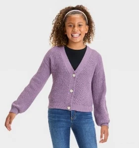 🥥 Cat & Jack Girls' Button-Front Short Layering Cardigan Size XL (14) 🆕 - Picture 1 of 7