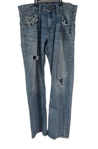 Silver Jeans Zac Mens 34x32 Blue Denim Thick Stitch Straight Leg Relaxed Stretch - Picture 1 of 3