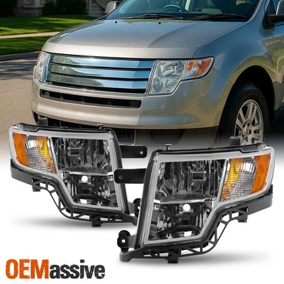 For 2007-2010 Ford Edge Halogen Type Headlights Driver Passenger Chrome Headlamp - Image 1 of 4