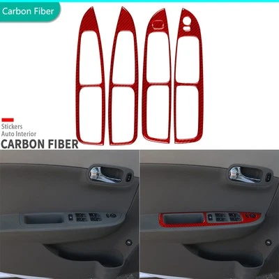 Marco de panel de interruptor de elevación de ventana de fibra de carbono rojo de 5 piezas para Chevrolet Malibu 08-12 Foto 1 de 4