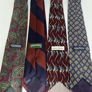 Lot 4 Vintage Silk Ties Kuppenheimer Saddlebred Pierre Cardin Nautica Neckwear - Picture 1 of 6