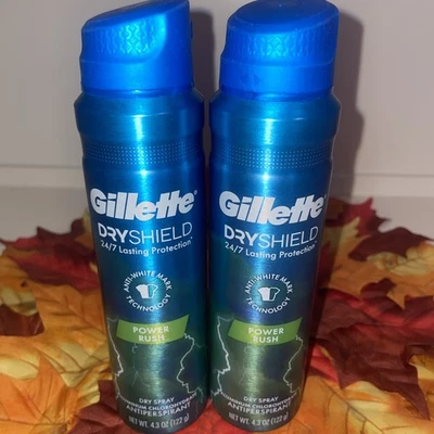 Paquete de 2 antitranspirantes en aerosol seco Gillette Dry Shield - Power Rush - 4,3 OZ  Foto 1 de 3