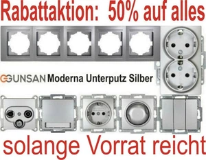 Gunsan Visage Silber Steckdosen, Aus + Wechselschalter, Dimmer, Multimedia - Bild 1 von 34