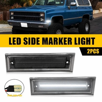 Luz marcadora frontal LED blanca con lente de humo para 81-91 Chevrolet C10 C20 C30 GMC Foto 1 de 4