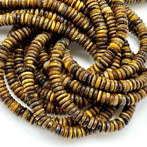 Cuentas espaciadoras de disco Heishi rondelle ojo de tigre amarillo natural de 2x6 mm para joyería hágalo usted mismo - Imagen 1 de 10
