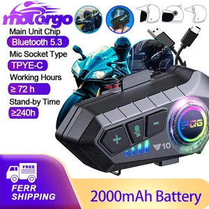 Bluetooth 5.3 Helm Headset Kabellos Freisprechen Telefon Set Motorrad Wasser - Bild 1 von 10