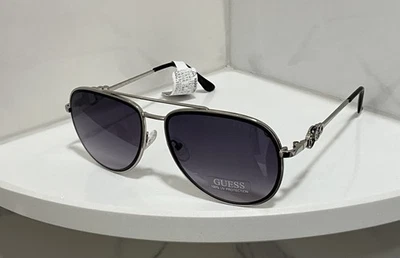 Gafas de sol Guess Aviator Pilot plateadas metal grises lentes degradadas de humo GF0344 10B Foto 1 de 4