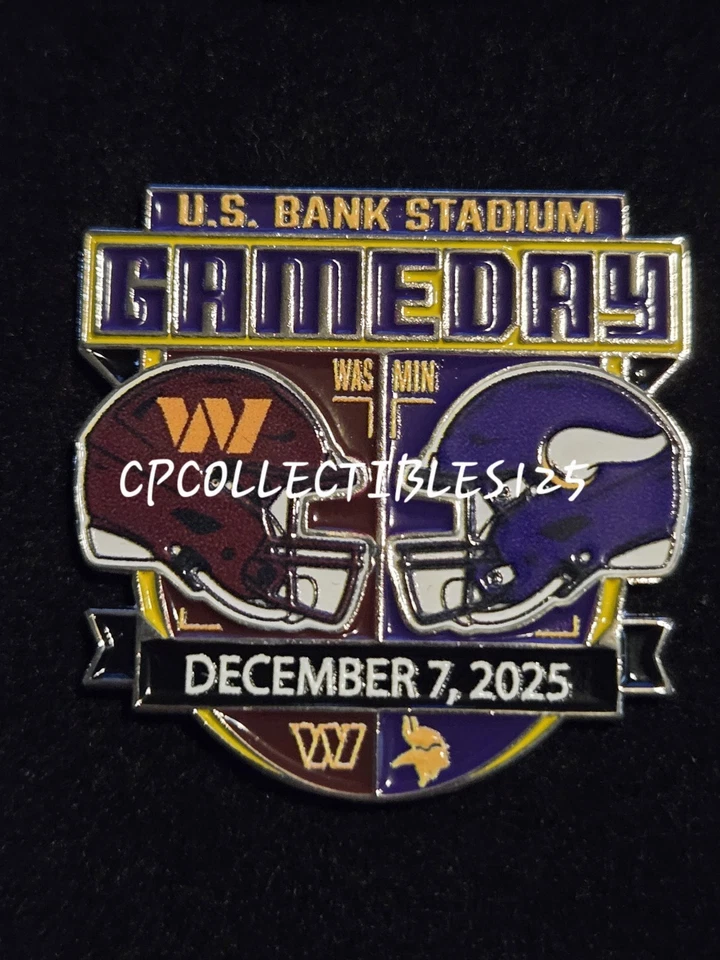 Minnesota Vikings VS Washington Commanders Game Day Pin 12/7/25 2025 NO PACKAGE - Image 1 of 1