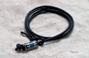 BRACCIALE PELLE SURFISTA biker skater pelle braccialetto etnico ceramica perla uomo donna 7 - Foto 1 di 1
