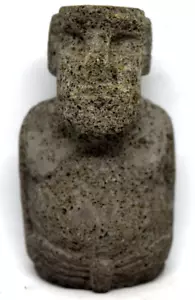 Ancient Pre Columbian Lava Rock Incised Stone Male Figurine - Picture 1 of 7