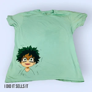 T-shirt My Hero Academia Deku Fans manica corta verde 2XL XXL - Foto 1 di 4