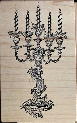 Деревянный резиновый штамп 5 x 3 дюйма с канделябрами от Magenta - Изображение 1 из 3