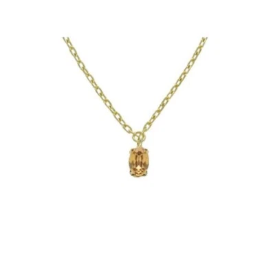 Collana corta in argento dorato e cristallo ovale di Gemma - Immagine 1 di 4