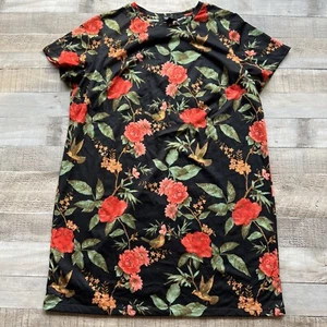 Forever 21 Shirt Dress Womens 2XL XXL Black Floral Short Sleeve Above Knee New - Picture 1 of 14